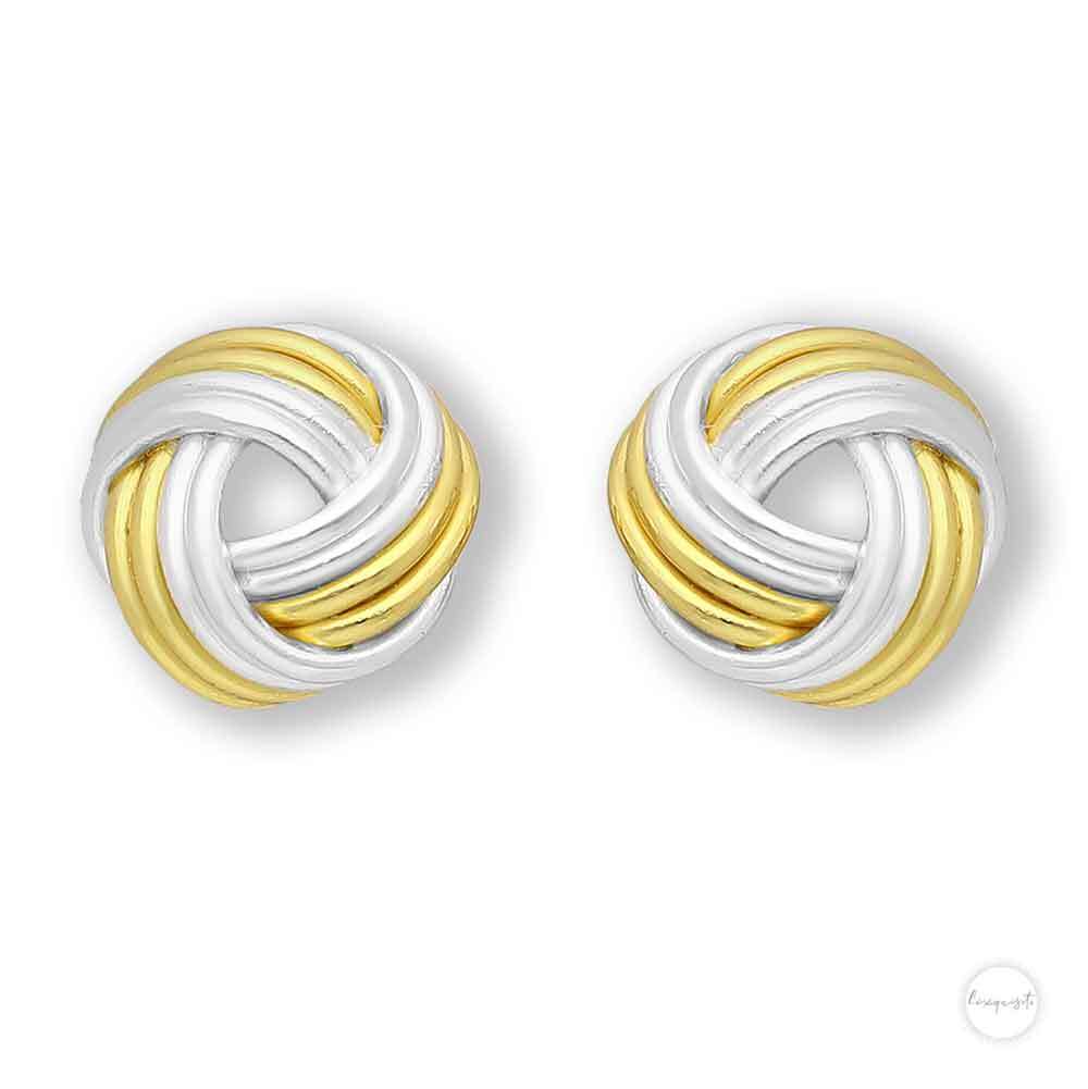 Sterling Silver 18K Gold Plated Twisted Knot Earrings