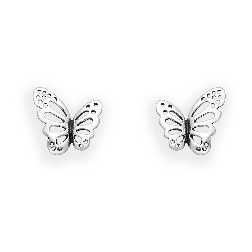 Sterling silver butterfly stud earrings
